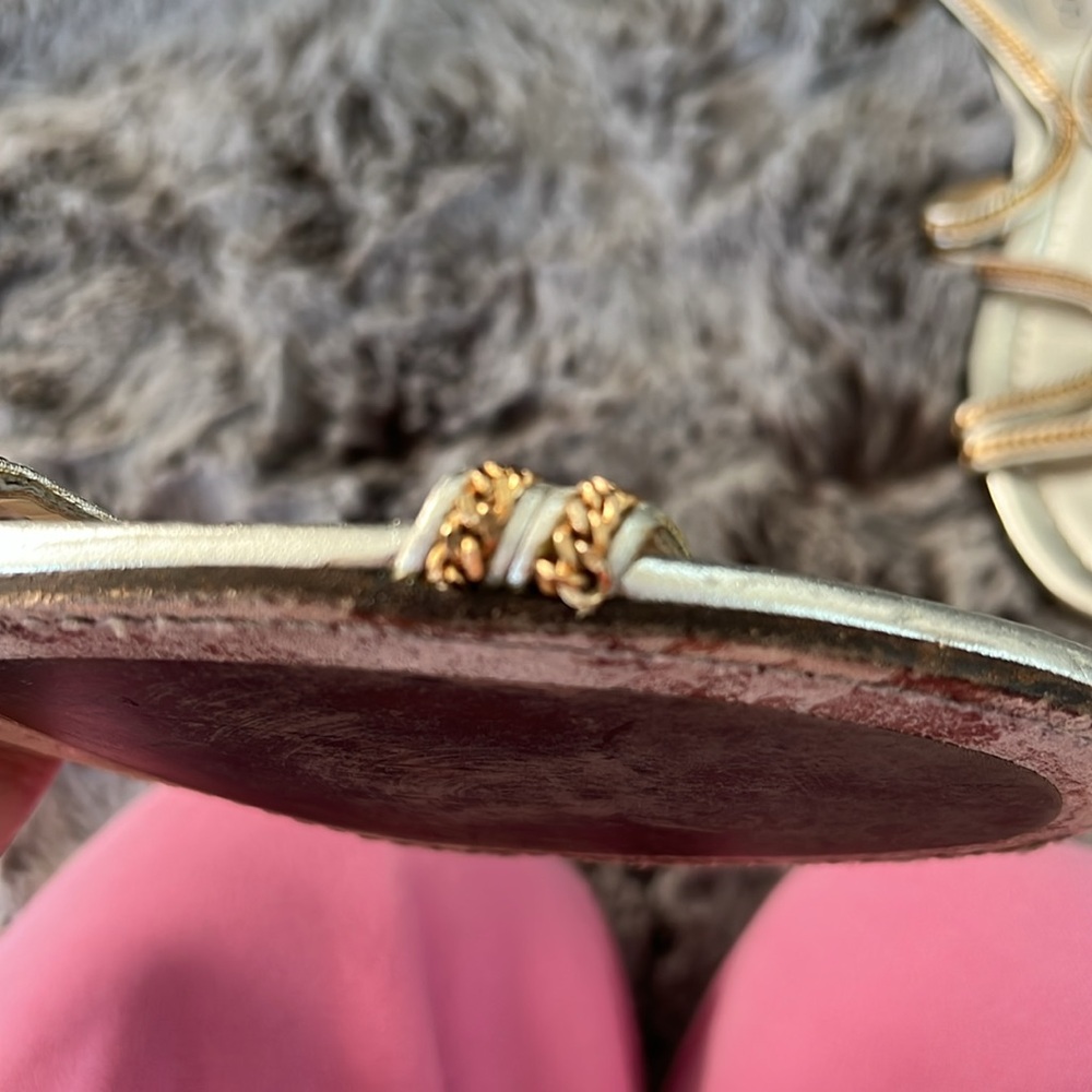 Jimmy Choo Metallic Gold Sandals - Picture 9 of 16